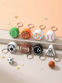 Teenager Sports Ball Fingertip Button Keychain, Crisp Clicking Sound Tactile Press Stress Relief Pendant, Tennis Basketball Football Rugby Mini Sports Charm, Portable Bag Accessory, Unique Teenager Birthday Graduation Holiday Party Gift - Multicolor - View 7