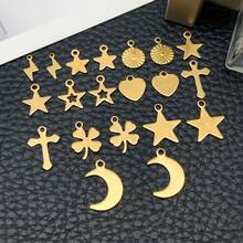 20pcs Stainless Steel Star Moon Love Pendant Jewelry Making DIY Earring Pendant Various Design Charms For Jewelry Making Bracelets Necklace - Gold - View 2