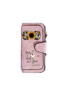 Fashionable Women's Wallet With Cross And God Flower Patterns, Featuring A Ribbon Heart CrossDesign,A Long Hand-Held Bag, An Exquisite Large Capacity Wallet, A Pocket Phone Bag That Can Store Documents, Photos, Cash, And Bank Cards,Wallet Accessories - Multicolor - View 13