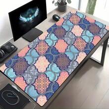 Luckybutterfly 1PC Moroccan Bohemian Geometric Large Mouse Pad,Non‑Slip Rubber Base Desk Mat For Office Gaming - Color Grid - View 9