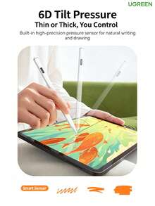 UGREEN LP937 Stylus Pen, 6D Tilt & Pressure Sensitivity, Digital Battery Display, Compatible With IPad For Note-Taking, Drawing, And Creativity - View 5