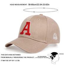 AR 1件男士紅色3D A字母刺繡棒球網帽，可調節防曬休閒帽，適合春夏戶外旅行、海灘、派對 - 米色 - 查看 2