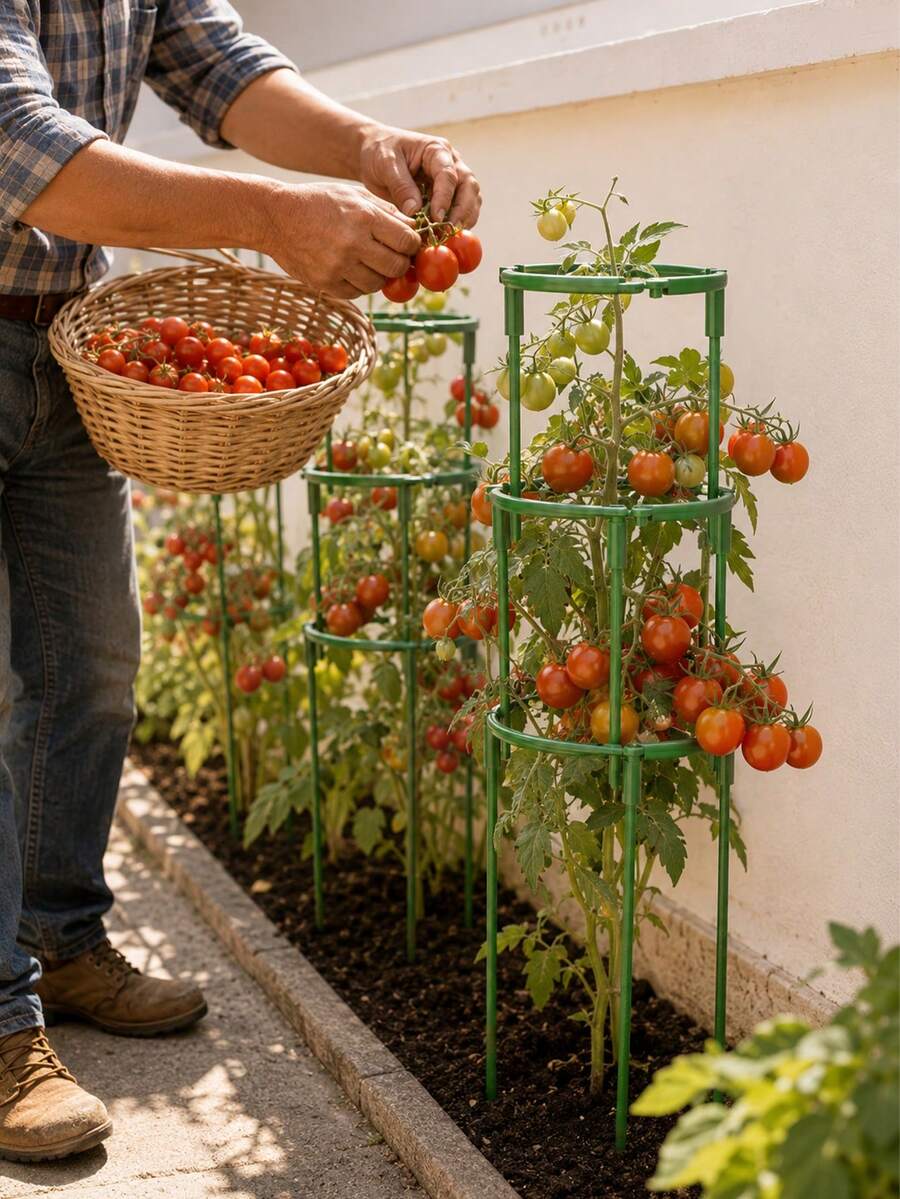 12pcs Half-Round Plant Support Stakes, Adjustable Plant Support Cage, Suitable For Tomatoes, Cucumbers And Climbing Vegetables, Ideal For Garden And Greenhouse, Perfect Gift For Gardening Enthusiasts, 1/3/6/9/12pcs - Multicolor - View 1