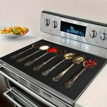 (Hot !!) 1pc 2D Seasoning Utensil Pattern, Flat Stove Protector Mat And Non-Slip Heat-Resistant Rubber Stove Cover Mat Suitable For Induction Cooktop, Glass Cooktop And Multi-Function Anti-Scratch Mat, Also Best Choice For Oven, Washing Machine, Dryer And Kitchen Decoration. - Multicolor - View 13