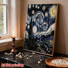 全新珍珠鑽石貼畫 Van Gogh 星夜主題無框 DIY 手作鑽石畫創意套裝，適合臥室裝飾、客廳牆面藝術、房間佈置、藝術品，朋友生日禮物、聖誕節、新年、情人節、節日禮物，充滿新穎與創意 - 珍珠畫 - 查看 2