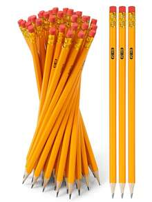 Kit 12 Lápis Grafite Com Borracha Escrever Hb Nº 2 Escolar, Escritório Lápis de Madeira Amarelo - Kit 12 Lápis - Visão 1
