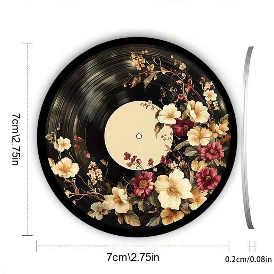 Vintage Floral Car Cup Mats, Set Of 2. Retro Vinyl Style With Non-Slip Surfaces. Stylish Design, Suitable For Use In Cars And Other Locations. - Vintage Floral - View 1