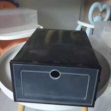 1pc Thickened Shoe Storage Box, Sturdy Durable Plastic Shoe Organizer, Dust‑Proof, Easy To Assemble, Stackable Black Shoe Container For Closet - View 8