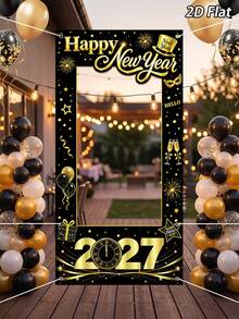 1件 2027新年主題黑金拍照背景布，新年快樂派對背景裝飾，新年倒數背景，新年橫幅，新年拍照背景，新年拍照道具，新年派對用品，新年派對裝飾，新年快樂，新年裝飾，新年裝飾，新年禮物，居家新年裝飾，新年，拍照道具，2027新年，新年禮物，冬季 - 新年元旦 - 查看 4