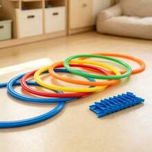 Jump Grid Plastic Agility Jump Hoop Set, Colorful Patchwork Game Hoops With Connecting Buckles, Multi-Color Activity Circles, Indoor/Outdoor Fitness Game Props, Educational Toy (Random Color) - Multicolor - View 5