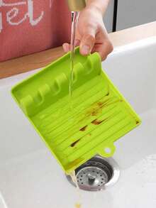 2pcs Hard Plastic Utensil Holder With Drip Tray, For Placing Kitchen Utensils Such As Spoons, Ladles, Tongs, Spatulas, Kitchen Tools, Kitchen Accessories, Home Kitchen Supplies, Multi-Functional Pot Lid Rack, Spatula Storage Rack, Multi-Functional Foldable Pot Lid Rack, Spoon Rest, Heat-Resistant Utensil Holder, Kitchen Accessories Utensil Rack - View 6