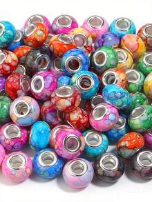 28/58/108 Random Color Acrylic Painted Beads, Large Holes, DIY Jewelry Making Material, Beading Accessories, Can Be Used To Make Bracelets And Necklaces. - Assorted Colors - View 8