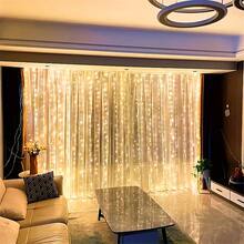 Warm White LED Curtain Hanging Lights, Battery Powered With Battery Case(Batteries Not Included), Drooping Fairy Lamp For Indoor Backdrop, Holiday & Xmas Ornament - White - View 6