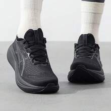 Asics 女鞋 GEL-NIMBUS 27 運動鞋 網面透氣緩震跑鞋 - 黑色/灰色 - 查看 3