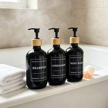 3pcs Soap Dispenser Set 500ml, Empty Press Pump Refillable Shampoo Conditioner Body Wash Dispenser Bottles For Household Hotel Bathroom Decoration - Long Neck Shiny - View 2