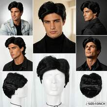 Fashion Men's Short Curly & Straight Synthetic Wig, Natural Black & Dark Brown Male Daily Party Halloween Cosplay Costume Wig - Multicolor - View 9