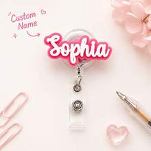 Customizable Text & Name Retractable Badge Reel, ID Clip, Healthcare Worker Name Tag, Office Badge, Stethoscope Accessory; Gift For Nurses & Doctors - Multicolor - View 9