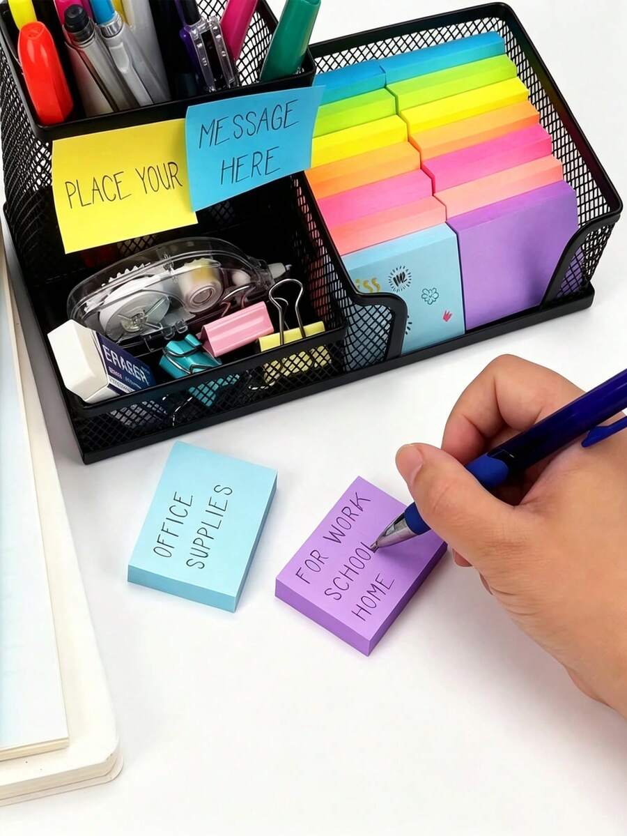8 miếng (800 tờ) giấy ghi chú tự dính màu sáng 1.5x2 inch, hỗ trợ học tập, hệ thống nhắc nhở, sổ ghi chú dán, giấy ghi chú mini, giấy ghi chú nhiều màu, giấy ghi chú bắt mắt, giấy ghi chú bền, bề mặt chống bám bẩn, phù hợp cho học sinh và nhân viên văn phòng