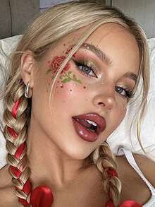 20PCS Temporary Tattoo Stencils, Floral Heart Pattern Reusable Flash Card Templates, DIY Hollow Face Eye Corner Graffiti Stencils, Adult Music Festival, Body Art Stencils - White - View 5