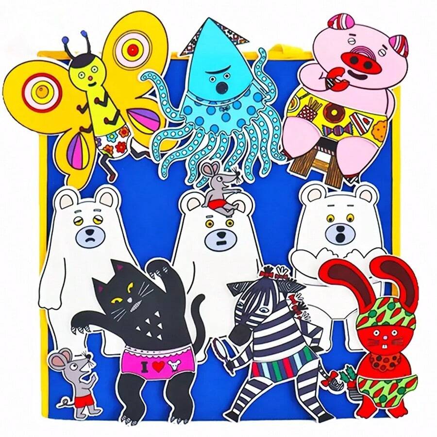 hoojojo 17pcs Polar Bear's Underwear Felt Storytelling Props, Interactive English Classroom Game For Preschools, Educational Story Toy For Kids