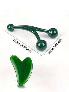 2pcs Massage Set Includes 1 Handheld Full Body 3-Ball Massager And Lymphatic Drainage Massager - Durable Plastic Round Face Roller, Suitable For Shoulders, Neck, Legs And Feet - Green Self-Massage Tool, Relieves Muscle Tension And Improves Blood Circulation - A - View 9
