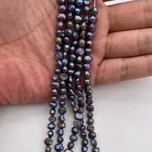 4-5mm 黑褐色馬鈴薯形小巴洛克淡水珍珠 DIY 配件 1 串 長度 35cm/13.78inch，孔徑 0.7mm - 黑棕色2 - 查看 4