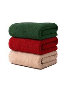 1pc/3pcs Optional Solid Color Christmas Style Towel Bath Towel Set, High Absorbency Soft Thick Towel, Home Bathroom Machine Washable Bath Towel - Multicolor - View 15