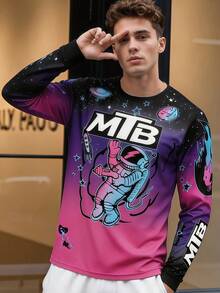 DONUTFOX 2025 男士速降單車球衣，智能山地單車 MTB 上衣，越野速降摩托車賽車運動服，單車競賽黑色 - 黑色 - 查看 3