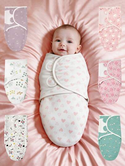 Baby Swaddle Blanket, Soft And Comfortable Baby Wrap, Suitable For All Seasons, Easy To Use And Pack, Suitable For 0-3 Months Old Babies, Perfect For Baby Bath Gift, Outdoor Travel And Other Occasions, Multiple Cute Print Styles Available, Perfect Gift For Baby