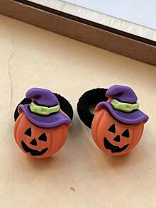 10pcs Cute Halloween Pumpkin & Ghost Hair Ties Elastic Bands Hair Tie Set - Multicolor - View 6