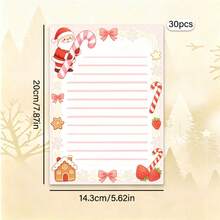 Christmas Theme Stationery, 30 Sheets/Pack, Snowflake Candy Reindeer Santa Claus Pattern, High-Quality Paper Exquisite Printing, Suitable For Writing Letters Or Messages, Also Can Be Used For Christmas Decoration - Rectangle - View 17