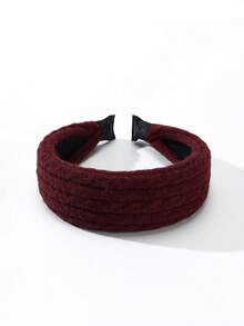 1PC Women's Solid Color Autumn/Winter Knitted Cable Pattern Wide Headband, Versatile Hair Accessory For Daily Wear/Date/Commute - Multicolor - View 12