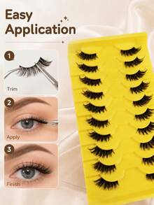 10 Pairs Half Lashes Soft And Naturally Curled And Slender, Enlarging The Eyes With Distinct Roots. The Eyelashes Are Light, Non Irritating, And Reusable, Suitable For Various Daily Occasions - View 5
