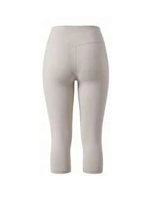 Women's Casual Sport Capris, High Waist Solid Color Athleisure Basic Skinny Activewear Legging Pants, For Yoga, Running, Training, Outdoor Sports - Beige - View 4