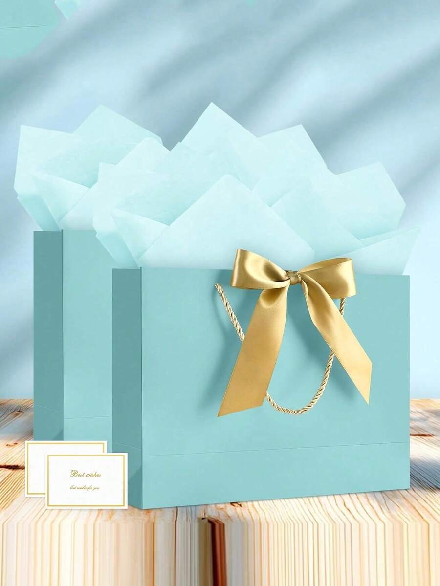 4PCS/12PCS-Gift Bag Set, Includes 1 Gift Bag, 1 Tissue Paper, 1 Ribbon ...