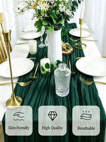 1/6 Pack New Model Cheesecloth Table Runner, 58 X 295cm Boho Gauze Table Runner, Reusable Washable Soft Sheer Crinkled Gauze Table Runner For Wedding Reception, Bridal Shower, Baby Shower, Birthday Party, Dining Table, Home Decor - A - View 8