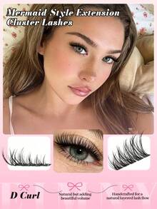 Eimny 260PCS Bulu Mata Cluster D Curl 10-16MM Panjang Campuran Bulu Mata Palsu Cluster Tipis Alami DIY Ekstensi Bulu Mata Rumah Ringan Dapat Digunakan Kembali Untuk Pemula Riasan Mata Pesta Bulu Mata Palsu Tunggal Bulu Mata Palsu Bulu Mata Alami Estetik - D - View 2