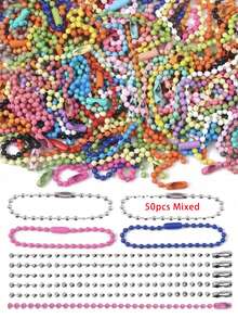 Bulk Metal Bead Chain, Dog Tag Metal Chain Key Ring, Adjustable Key Ring Bead Chain, Bracelet Making Kit, Bracelet Pendant Accessories, With DIY Handmade Connector (Mixed Colors) - Multiple Styles - View 11