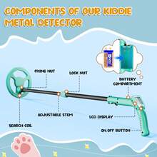 Metal Detector For Tennagers, Small Metal Detector With Waterproof Search Coil And LCD Screen, Adjustable Length 66-83 Cm, Metal Detector Tennagerswith Rake And Shovel For Metal Search (Green) - Mint Green - View 3