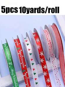 10 Yardas/Rollo Cinta de Envoltura de Regalo Navideña con Acabado Acanalado y Lámina Dorada, Cinta de Sellado de Decoración Navideña, Adecuada para Fiesta Navideña, Decoración de Cajas de Regalo de Repostería, Decoración Navideña, Envoltura de Regalos para Fiesta Navideña - Talla única - Ver 18