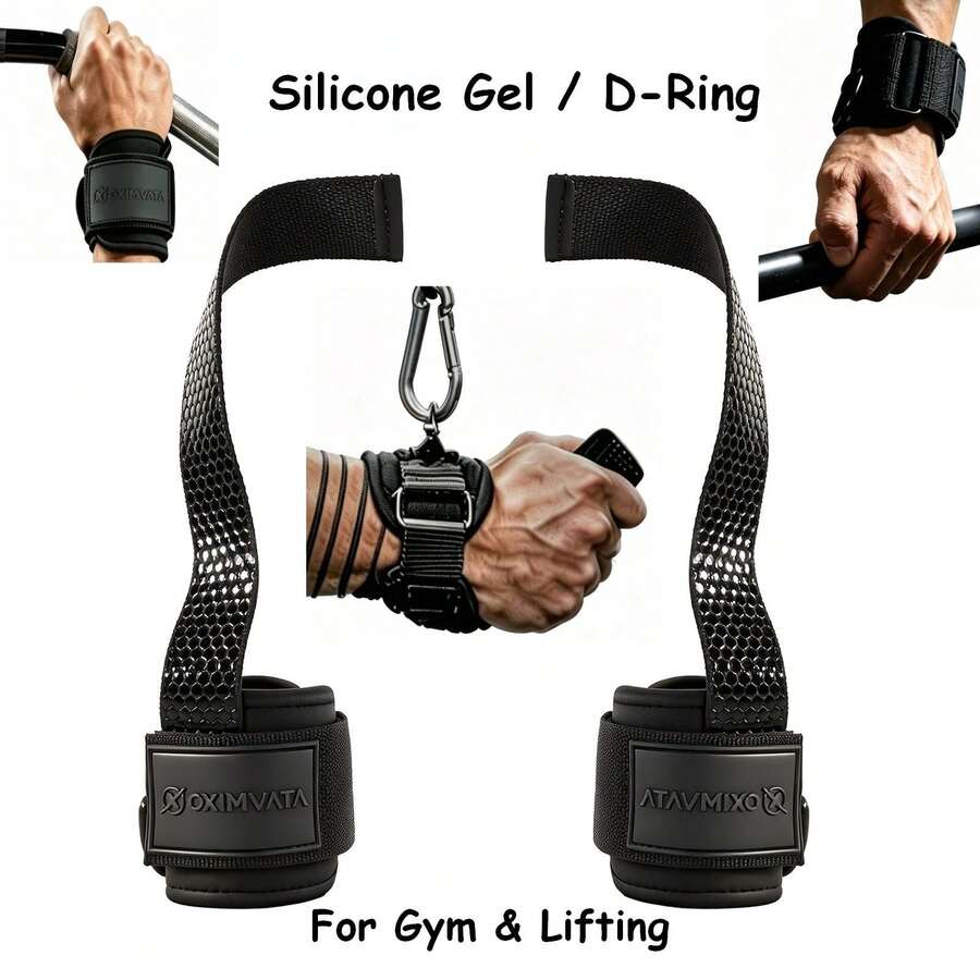 FIVING Wrist Straps Weightlifting Belt With Silicone Beads, Adjustable D-Ring Grip Support, Suitable For Weightlifting, Gym Fitness, Deadlift, Pull-Ups, Non-Slip Wrist Support, Unisex - Multicolor - View 1