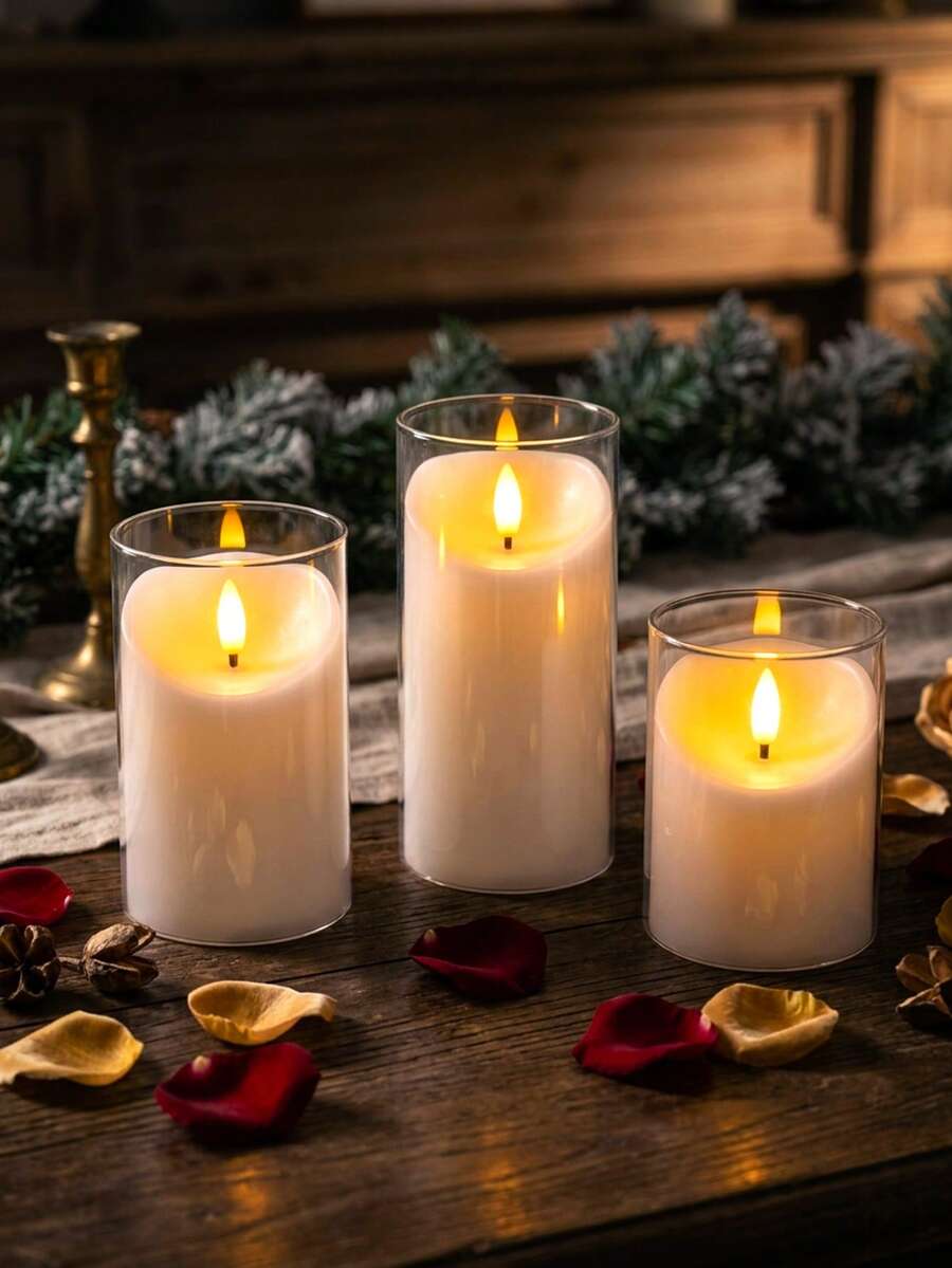 3pcs Flameless Candle Lights With Timer Remote Control, Battery ...