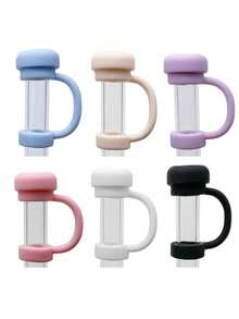6pcs/2pcs Reusable Silicone Straw Caps, Leak-Proof Splash-Proof Dust-Proof, Suitable For Cups, Back To School Essential - Multicolor - View 11