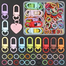 112pcs/224pcs DIY Keychain Making Parts, Colorful, Includes Key Rings And Jump Rings, Suitable For Braided DIY Keychains, Bag Charms, Open Connectors, Keychain Accessories Making Materials, DIY Key Ring Accessories Making - Keychain & Jump Ring - View 1