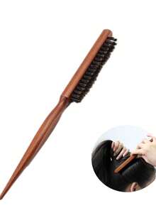 1/2pcs Hair Styling Volumizing Teasing Comb With Pointed Tail And Triple Rows - Brown - View 9