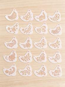 20PCS Temporary Tattoo Stencils, Floral Heart Pattern Reusable Flash Card Templates, DIY Hollow Face Eye Corner Graffiti Stencils, Adult Music Festival, Body Art Stencils - White - View 11