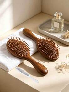 1pc Air Cushion Massage Comb Multi-Function Fine Tooth Air Cushion Design Styling Hairbrush For Women - Brown - View 8