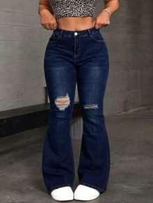 Plus Size Jeans - Dark Blue - View 2