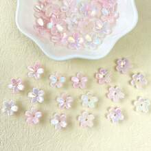 60pcs Multicolor Pearl Luster Cherry Blossom Acrylic Center Hole Loose Beads For DIY Bracelets, Phone Charms, Keychains Handmade Craft Supplies - Multicolor - View 13