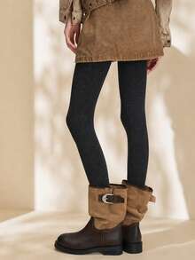 1 Pair Women's 120g Non-Fuzzy Solid Color Tights, Soft Elastic Autumn Leggings, 15-25℃ Daily Wear - Multicolor - View 8